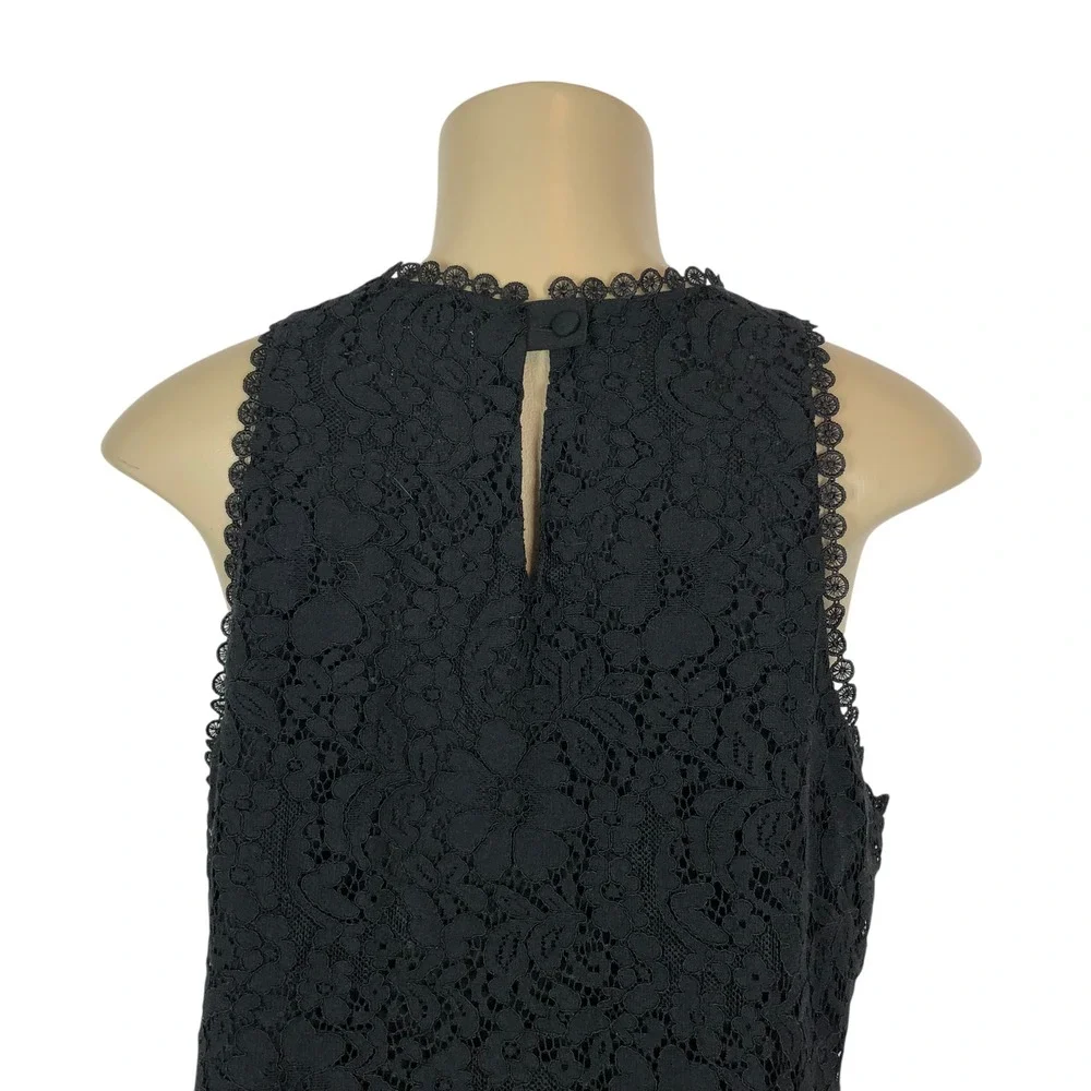 Cabi Black Floral Scalloped Eyelash Lace Top Blouse Size M #3605 Business Office